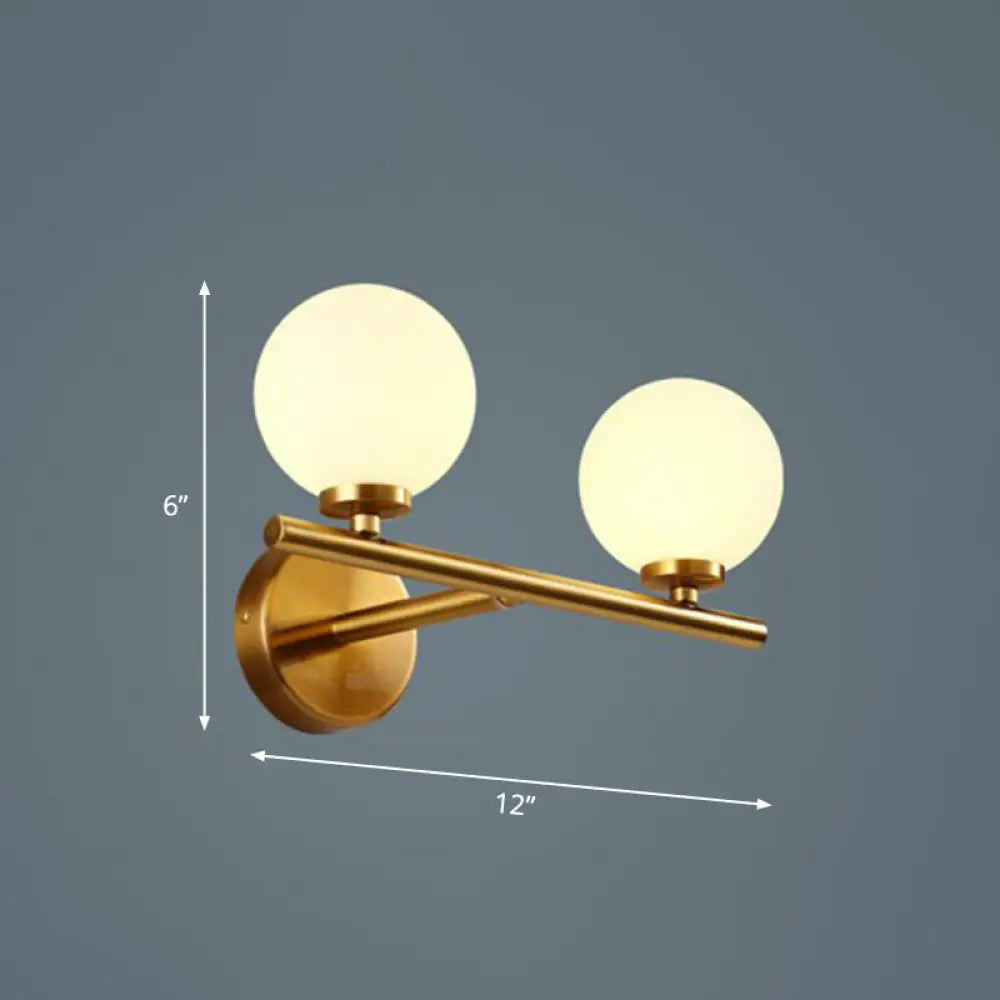 DecorBites™ DecorBites™ Opal Glass Ball Sconce - Brass Corridor Wall Mount Light Fixture