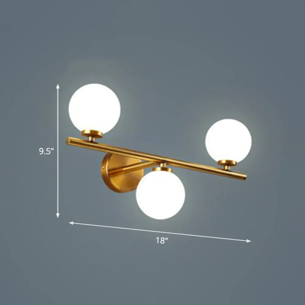 DecorBites™ DecorBites™ Opal Glass Ball Sconce - Brass Corridor Wall Mount Light Fixture