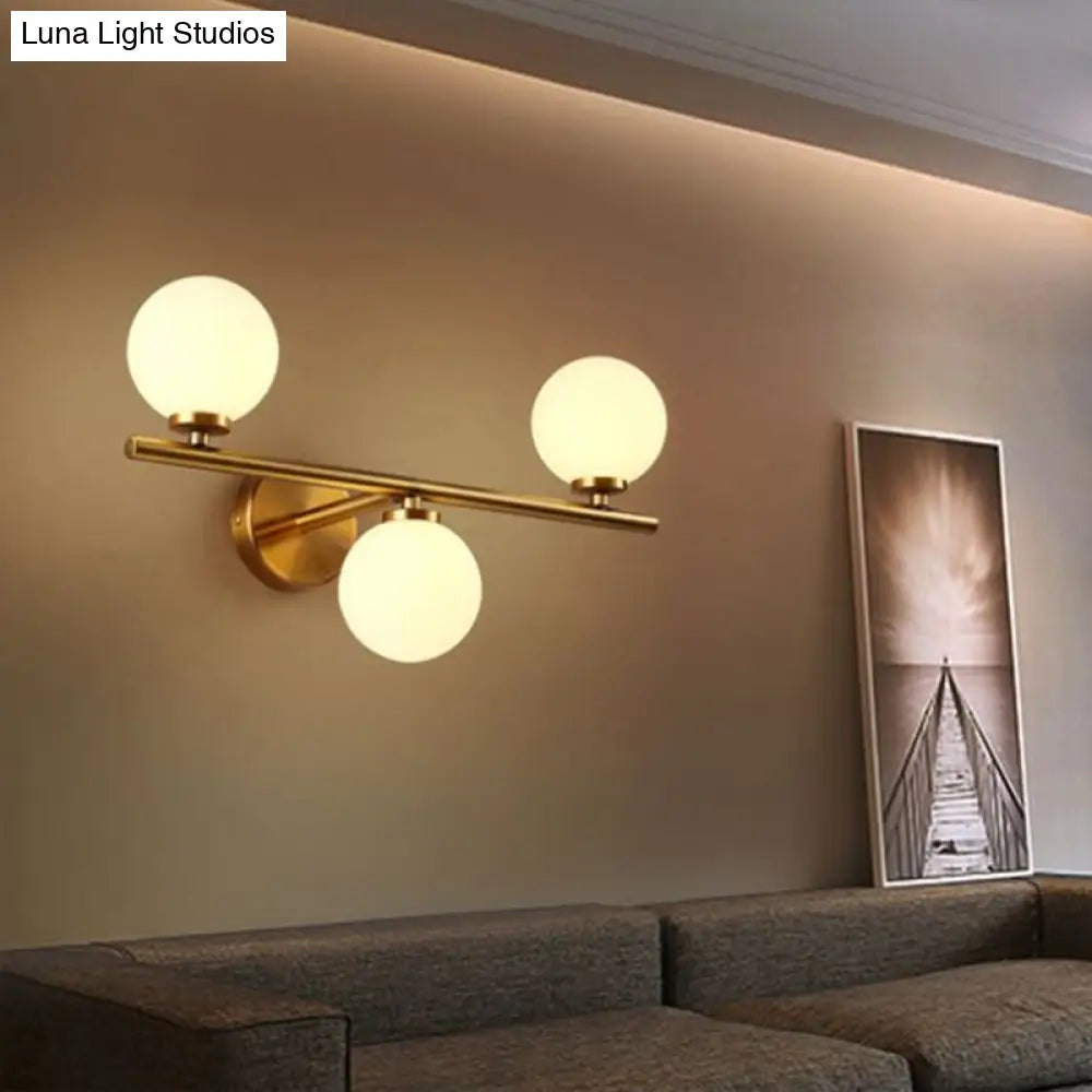 DecorBites™ DecorBites™ Opal Glass Ball Sconce - Brass Corridor Wall Mount Light Fixture