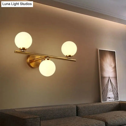 DecorBites™ DecorBites™ Opal Glass Ball Sconce - Brass Corridor Wall Mount Light Fixture