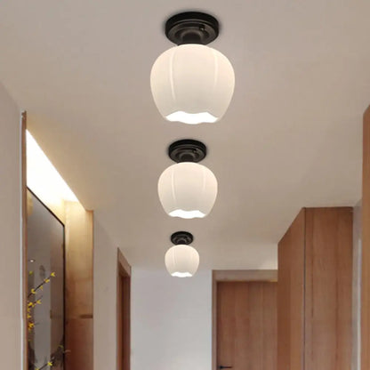 DecorBites™ DecorBites™ Opal Glass Bud Flush Lamp - Classic Style Ceiling Mounted Fixture, 1 Light, Black for Living Room