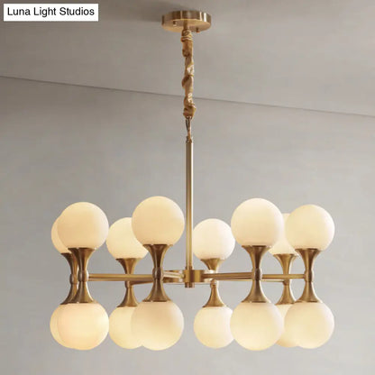 ثريا ديكوربايتس™ الزجاجية من الأوبال مع رؤوس كروية نحاسية 12/16 - مصباح سقف حديث معلق