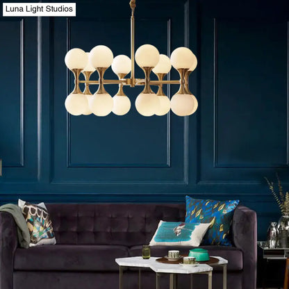 ثريا ديكوربايتس™ الزجاجية من الأوبال مع رؤوس كروية نحاسية 12/16 - مصباح سقف حديث معلق