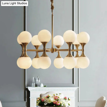 ثريا ديكوربايتس™ الزجاجية من الأوبال مع رؤوس كروية نحاسية 12/16 - مصباح سقف حديث معلق