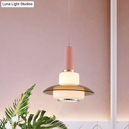 Opal Glass Macaron Gourd Pendant Light in Pink/Light Blue/Gold for Dining Room Ceiling