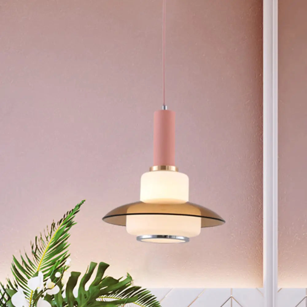 Opal Glass Macaron Gourd Pendant Light in Pink/Light Blue/Gold for Dining Room Ceiling