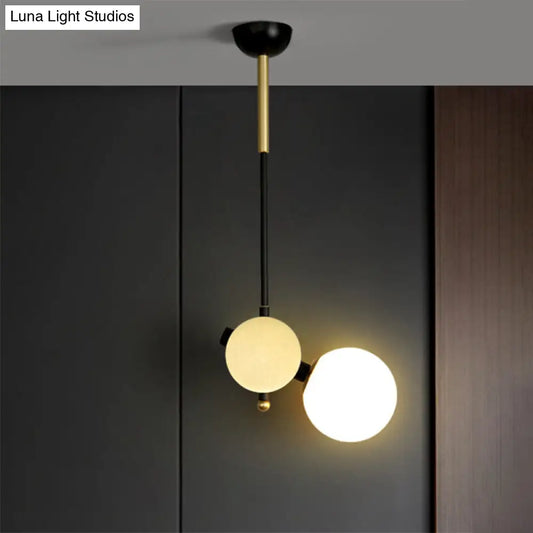 Opal Glass Modernist Ceiling Lamp - Black and Gold with Left/Right Pendulum Light for Bedrooms