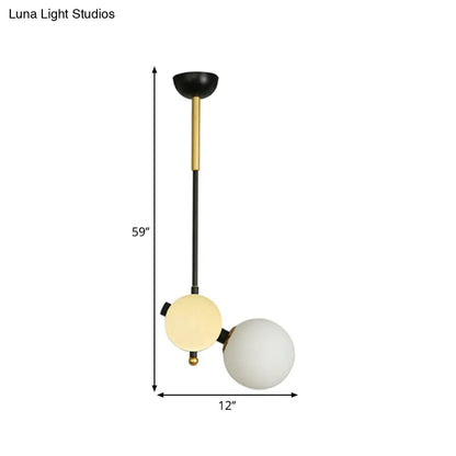 Lámpara de techo modernista de cristal opalino - Negra y dorada con luz colgante izquierda/derecha para dormitorios