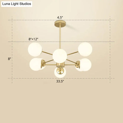 Opal Glass Radial Chandelier - Postmodern Pendant Light for Living Room
