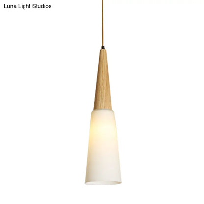 Opal Glass Slim Cone Pendant Light in White - Simple Style for Corridors