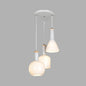 Opal Glass Triple Light Pendant Fixture - Modern Multi-Hanging Lamp with Linear/Round Canopy