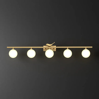 DecorBites™ DecorBites™ Opal Glass Wall Light with Brass Bird Decor - Ball Bathroom Vanity Sconce