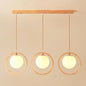 Opaline Glass Cluster Pendant with Nordic Style: Beige Hanging Light Fixture and Wooden Ring