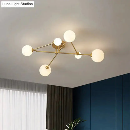 DecorBites™ DecorBites™ Opaline Glass Semi-Mount Ceiling Lamp in Gold for Living Room