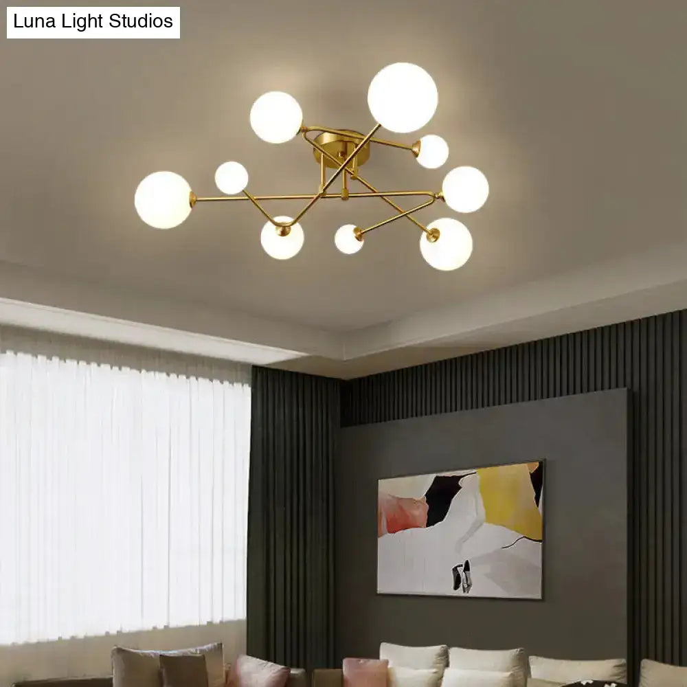 DecorBites™ DecorBites™ Opaline Glass Semi-Mount Ceiling Lamp in Gold for Living Room