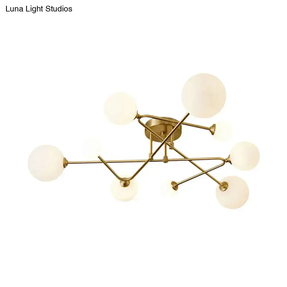 DecorBites™ DecorBites™ Opaline Glass Semi-Mount Ceiling Lamp in Gold for Living Room