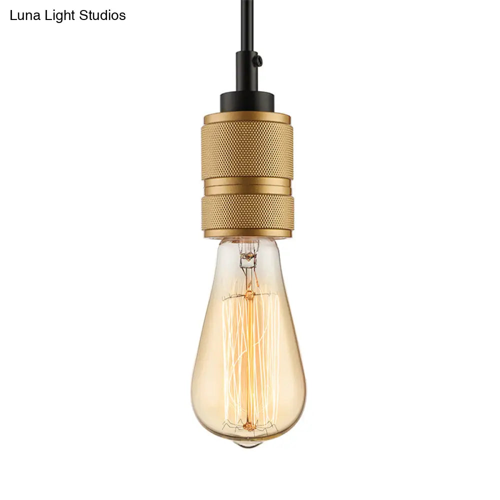 Open Bulb Retro Industrial Pendant Light - Gold, Adjustable Cord