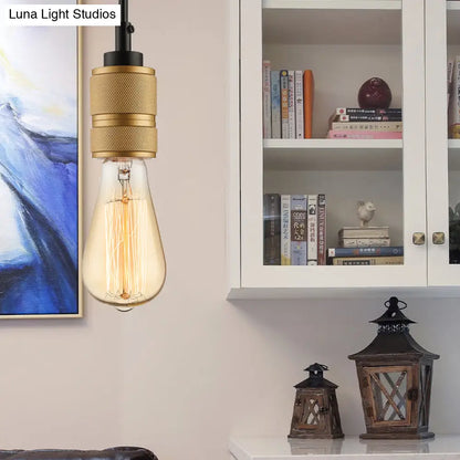 Open Bulb Retro Industrial Pendant Light - Gold, Adjustable Cord