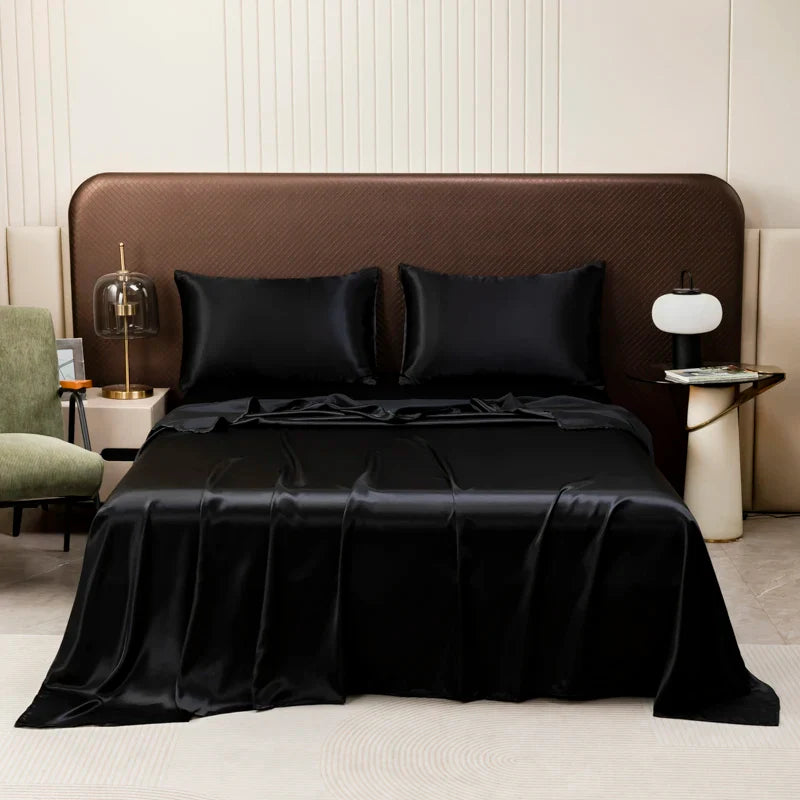 Opulent Solid Color Satin Bedding Set