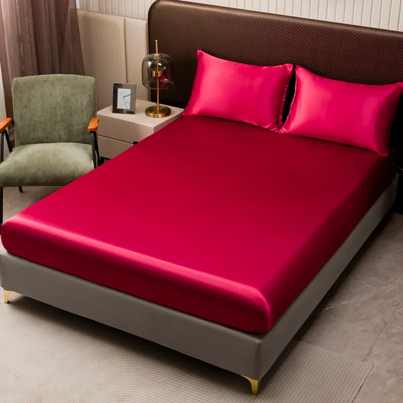 Opulent Solid Color Satin Bedding Set