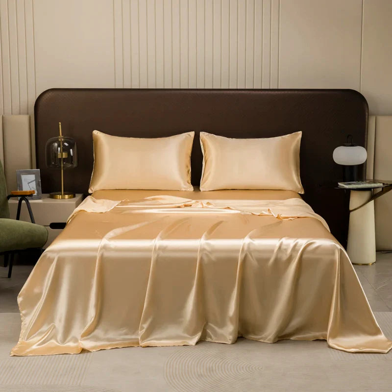 Opulent Solid Color Satin Bedding Set