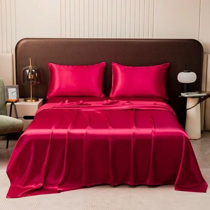 Opulent Solid Color Satin Bedding Set