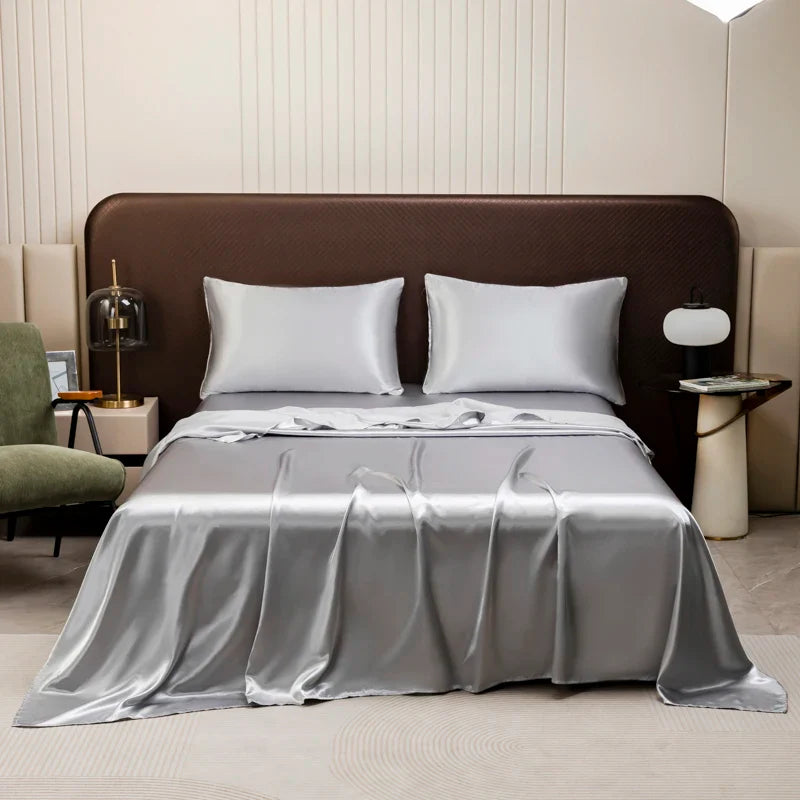 Opulent Solid Color Satin Bedding Set