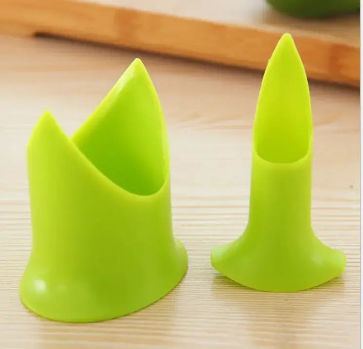 Bright lime-green plastic cutter corer seed removers with pointed cone tips for vegetable cutter corer use