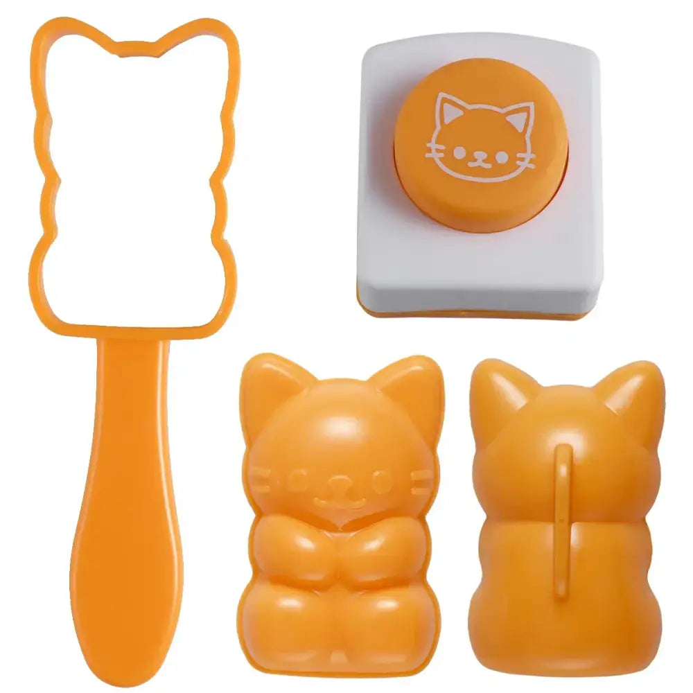 Orange plastic cat shape gummy bear mold and punch set from decorbites cat shape onigiri maker kitchen rice mold kit