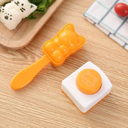 Orange and white decorbites cat shape onigiri rice mold kit with matching orange button top for kitchen use