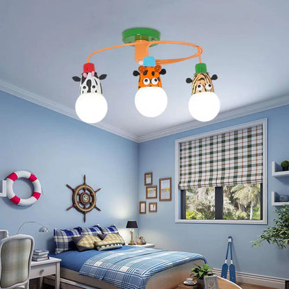DecorBites™ DecorBites™ Orange Animal Socket Semi Flush Mount Ceiling Light for Kids' Kindergarten Room