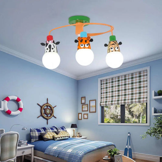 DecorBites™ DecorBites™ Orange Animal Socket Semi Flush Mount Ceiling Light for Kids' Kindergarten Room