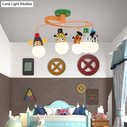 DecorBites™ DecorBites™ Orange Animal Socket Semi Flush Mount Ceiling Light for Kids' Kindergarten Room