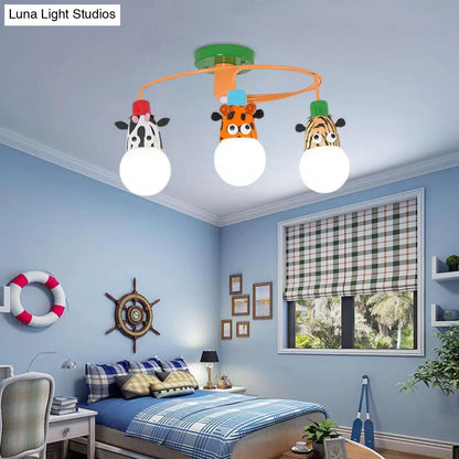 DecorBites™ DecorBites™ Orange Animal Socket Semi Flush Mount Ceiling Light for Kids' Kindergarten Room