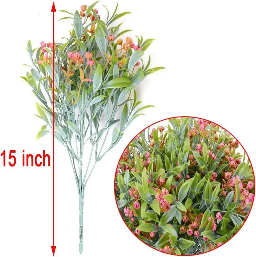 A 15-inch orange babysbreath lover fruit artificial plant with pink blossoms and green leaves crafted from synthetic materials
