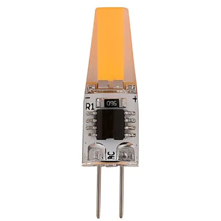 Orange-tinted decorbites g4 led bulb 220v cob light with clear glass base and two metal pins for living room pack of 10
