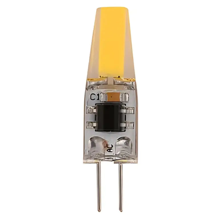 Yellow decorbites g4 led bulb with clear glass housing and two metal pins for 220v cob lighting pack of 10
