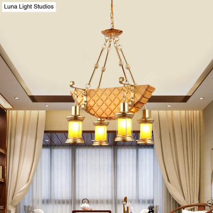 ديكوربايتس™ مصباح معلق زجاجي برتقالي على شكل جزيرة بتصميم سمكة/جيتار - طقم مصباح معلق من الكيروسين باللون الذهبي