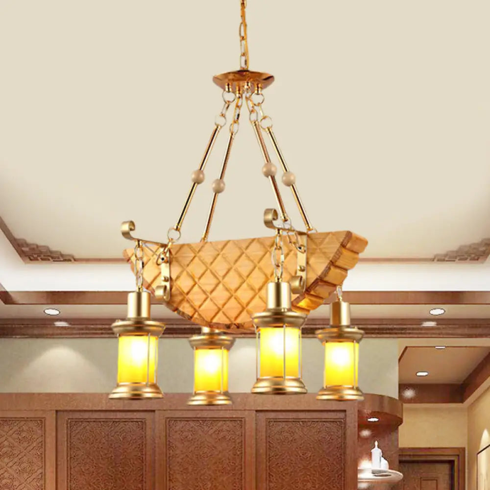 ديكوربايتس™ مصباح معلق زجاجي برتقالي على شكل جزيرة بتصميم سمكة/جيتار - طقم مصباح معلق من الكيروسين باللون الذهبي