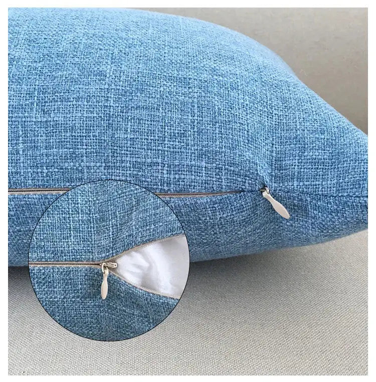 Blue textured fabric cushion cover with zipper and white lining for decorbites ivory sofa ivory sofa cushion set