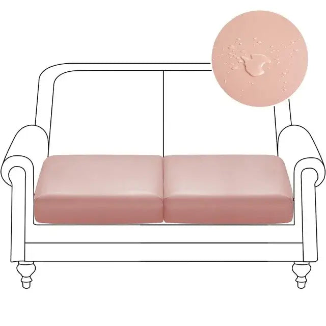 Pink waterproof pu leather sofa cover with glossy finish for living room seat protection