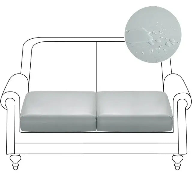 Light gray waterproof pu leather sofa cover with smooth glossy finish and subtle seams for living room protection