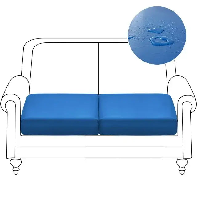 Blue waterproof pu leather sofa cushion cover for living room protector in an orange waterproof seat cover set