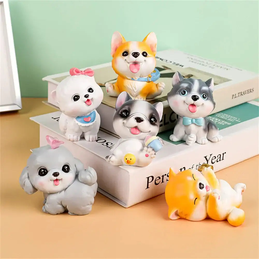 Orange and white corgi dog figurine miniature made of resin decorbites dog figurine for bedroom decorbites dog figurine