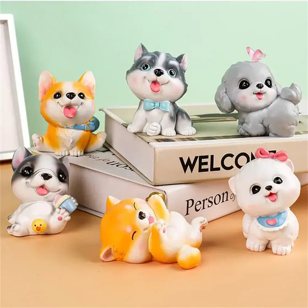 Orange and white corgi resin dog figurine miniature from decorbites figurine miniatures set for bedroom decor