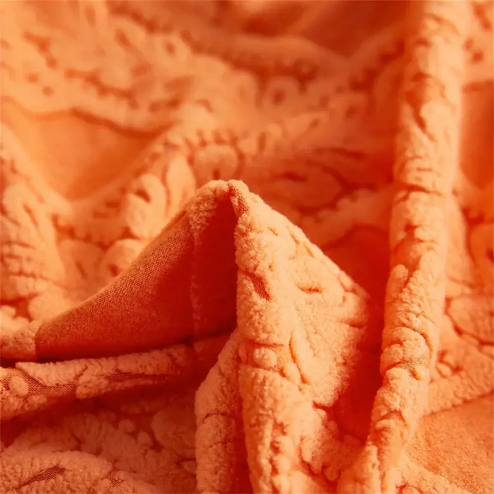 Soft peach jacquard velvet sofa seat covers with raised floral lace pattern for living room sofa seat protection