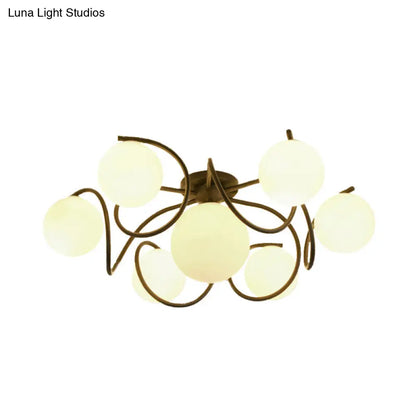 DecorBites™ DecorBites™ Orb Opal Glass Semi Flush Light - Traditional Black/White - 4/7 Lights - Living Room Ceiling Lighting - 22"/34" Wide