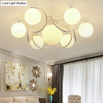 DecorBites™ DecorBites™ Orb Opal Glass Semi Flush Light - Traditional Black/White - 4/7 Lights - Living Room Ceiling Lighting - 22"/34" Wide