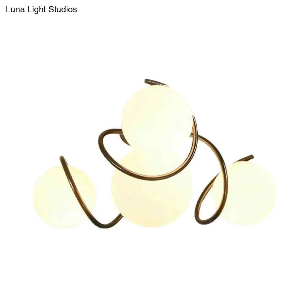 DecorBites™ DecorBites™ Orb Opal Glass Semi Flush Light - Traditional Black/White - 4/7 Lights - Living Room Ceiling Lighting - 22"/34" Wide