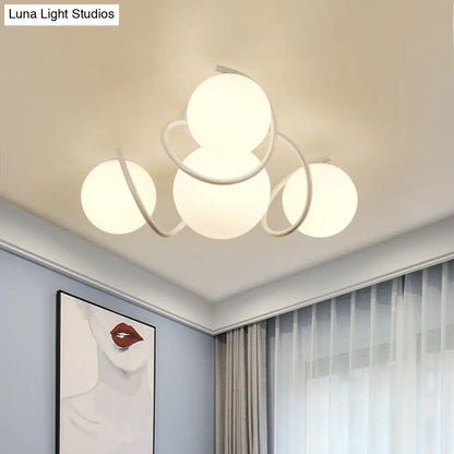 DecorBites™ DecorBites™ Orb Opal Glass Semi Flush Light - Traditional Black/White - 4/7 Lights - Living Room Ceiling Lighting - 22"/34" Wide